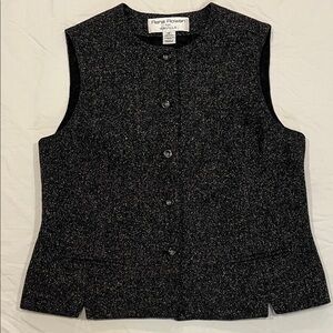 Vintage Rena Rowan for Seville Black Wool & Silk Button-Front Vest 12